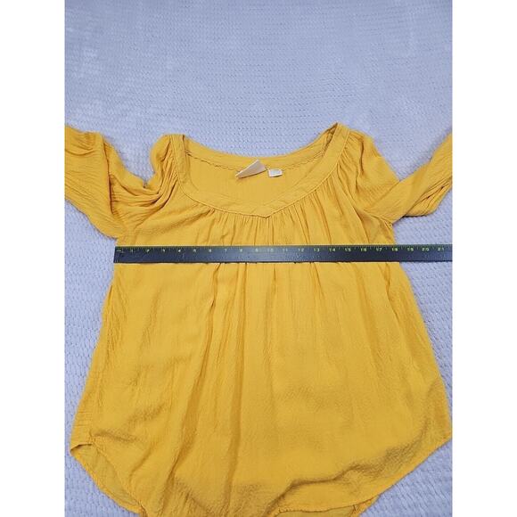 Maeve Shirt Womens 6 Boswell Peasant Blouse Mustard Yellow Anthropologie - Picture 3 of 7